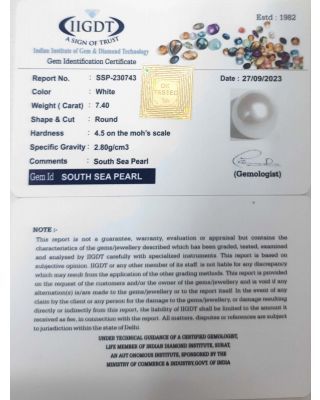 7.40/CT Natural South Sea Pearl with Lab Certificate-(1332)        