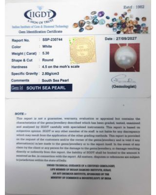 5.30/CT Natural South Sea Pearl with Lab Certificate-(1332)        