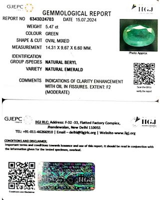 5.47/CT Natural Panna Stone with Govt. Lab Certificate-6771    