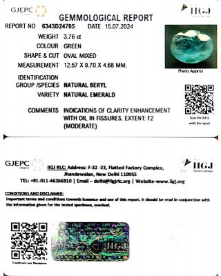 4.17/CT Natural Panna Stone with Govt. Lab Certificate-23310   