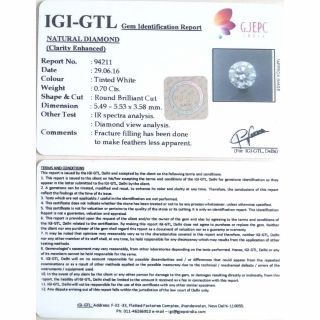 0.70/Cents Natural Diamond With Govt. Lab Certificate (120000)                 