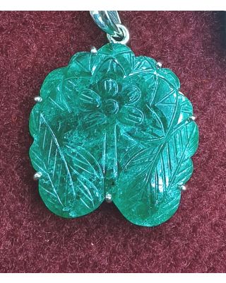 Silver Pendant of Natural Indian Jade Stone-2250       