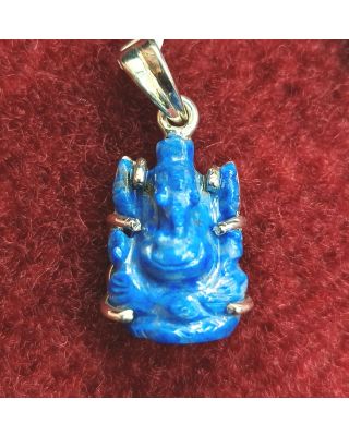 Silver Pendant of Natural Lapis (Ganesha) Stone-1200     