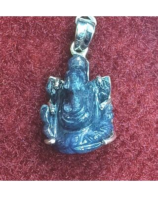 Silver Pendant of Natural Lapis (Ganesha) Stone-1200     