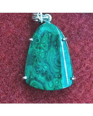 Silver Pendant of Natural Malachite Stone-1500    