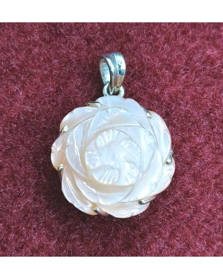 Silver Pendant of Natural Rose Quartz Stone-2250     