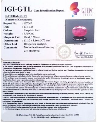 3.75 Carat Natural Mozambique Ruby with Govt. Lab Certificate (67710)
