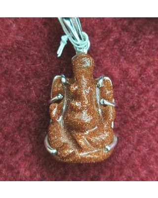 Silver Pendant of Natural Sun Sitara (Ganesha) Stone-1200    