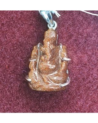 Silver Pendant of Natural Sun Sitara (Ganesha) Stone-1200    