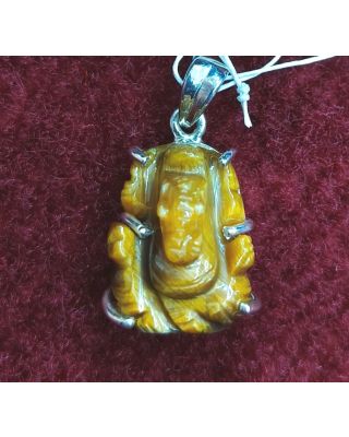 Silver Pendant of Natural Tiger (Ganesha) Stone-1200    